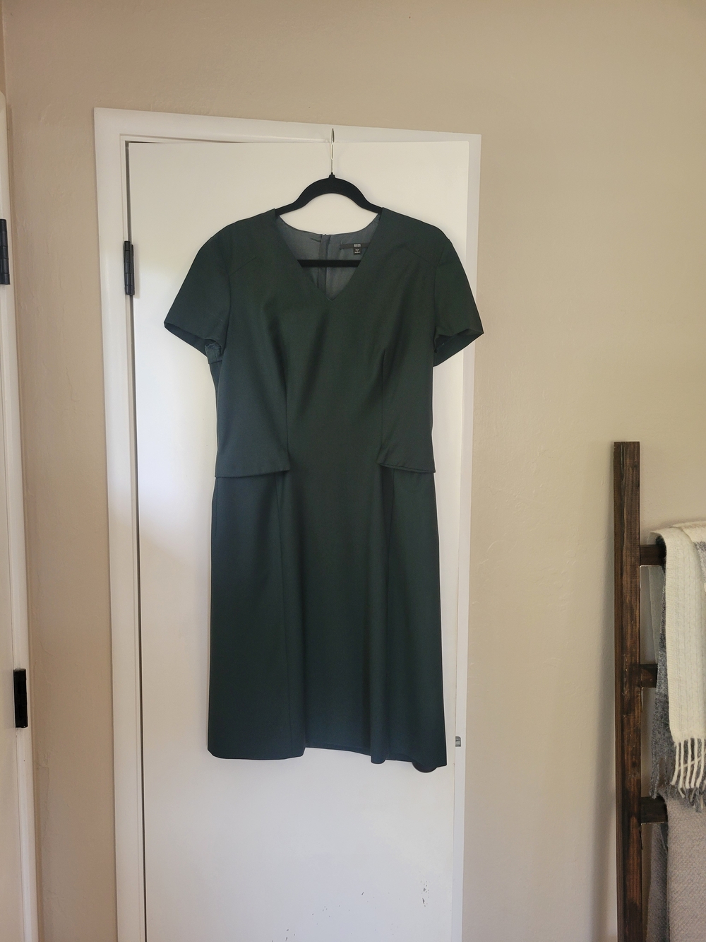 Boss Short Sleeve Wool Sheath Dress